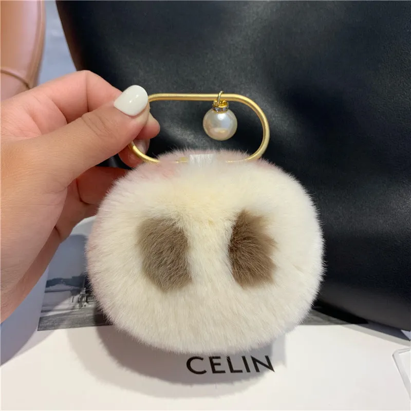 Pig Nose Made of Rabbit Hair Car Key Chain Charm Accessory