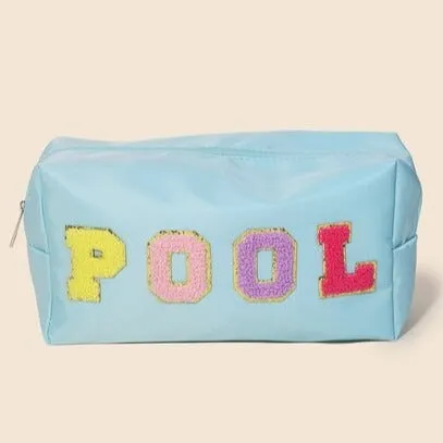 Pool Print Travel Cosmetic Bag in Blue
