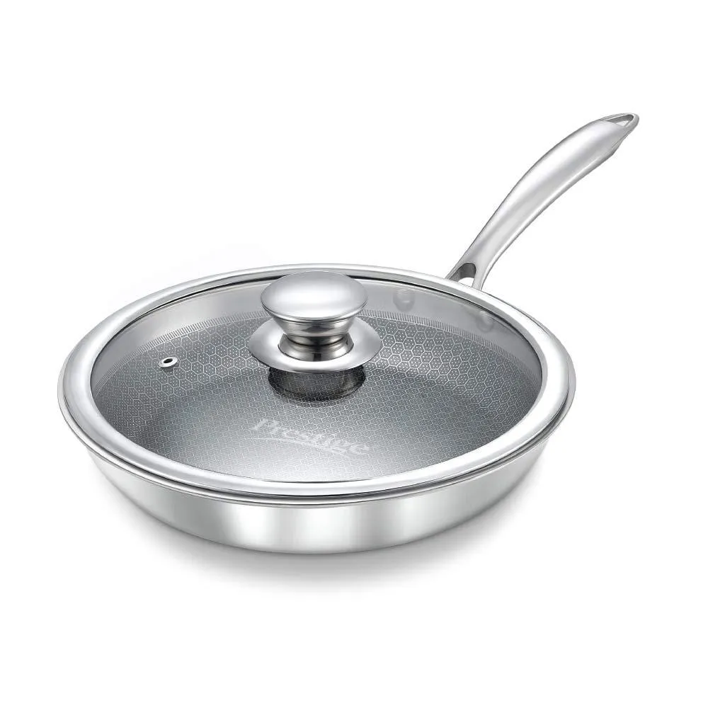 Prestige Tri-Ply Honey Comb Stainless Steel Frypan with Lid