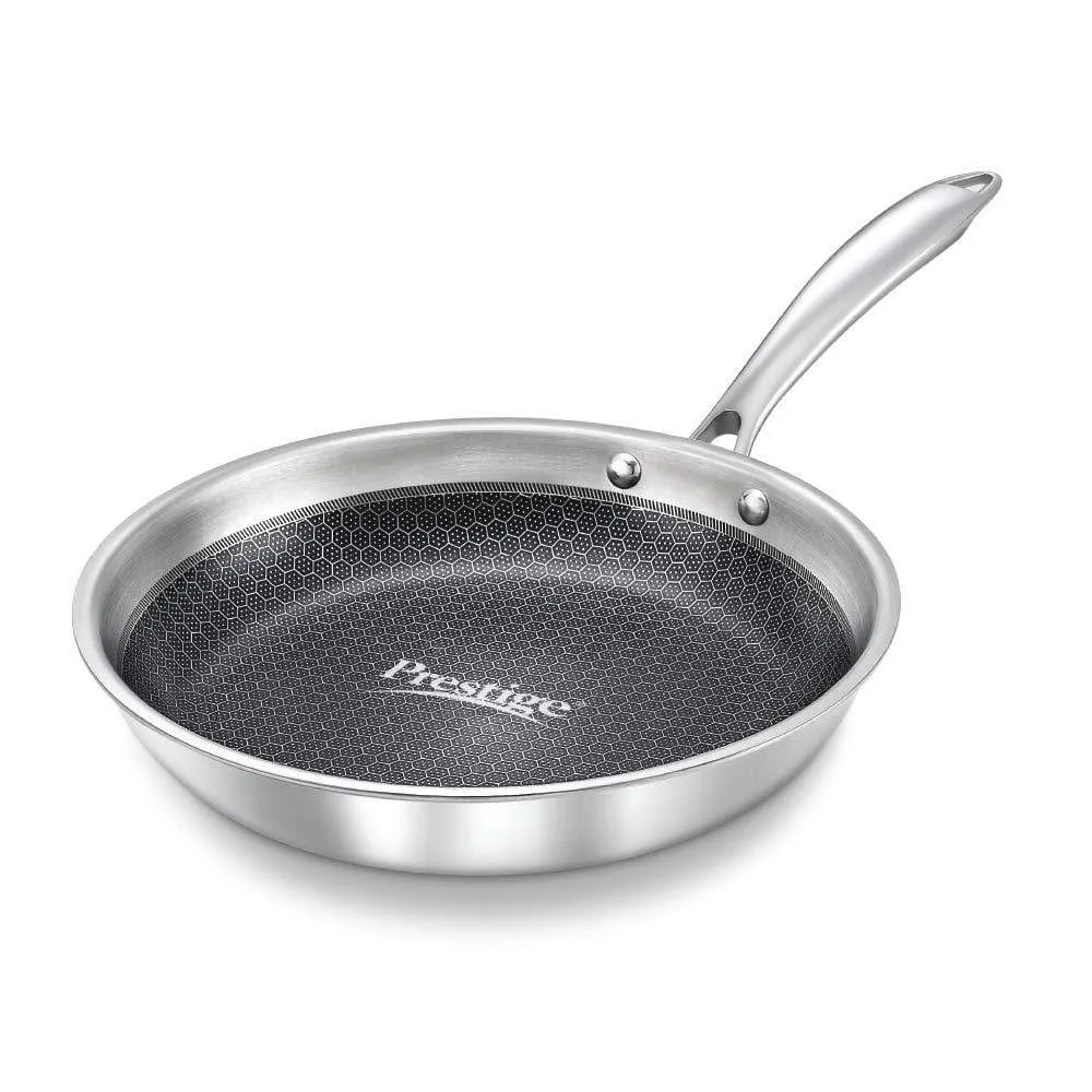 Prestige Tri-Ply Honey Comb Stainless Steel Frypan with Lid