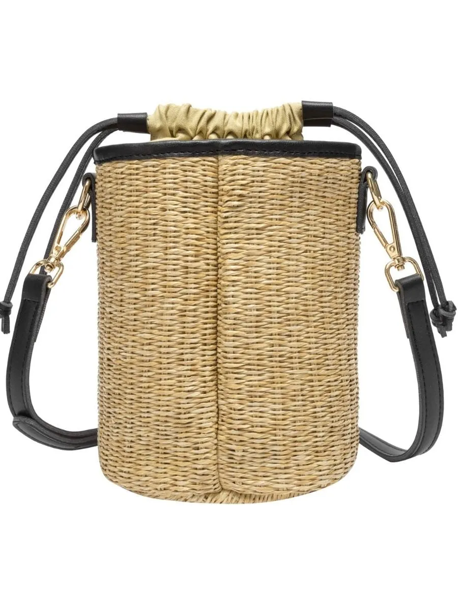 Rattan Drawstring Bag - Black