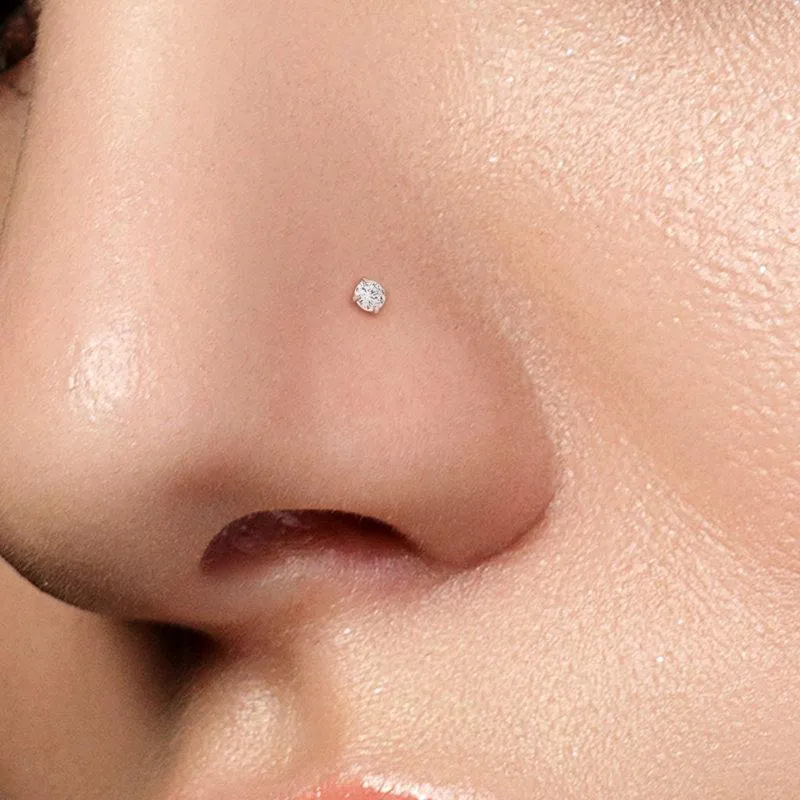 Round C.Z L Bend Nose Stud