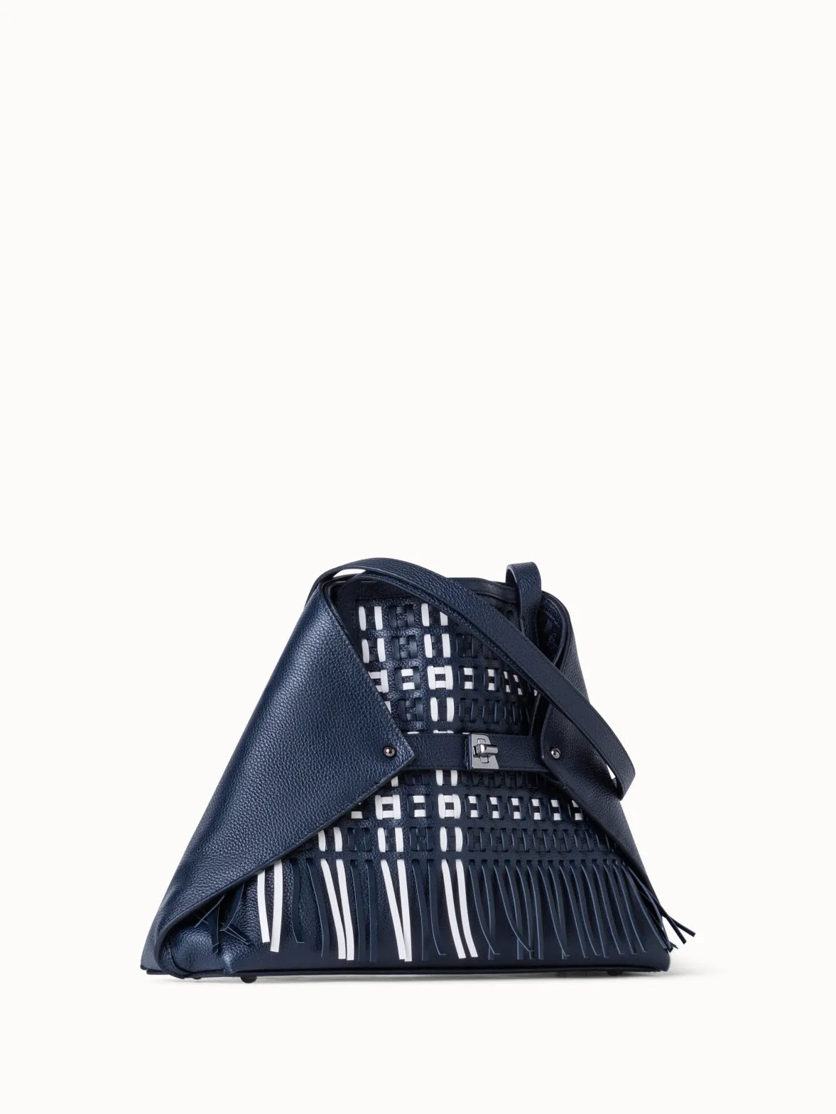 Small Ai Schultertasche aus gewebtem Leder mit Fransen