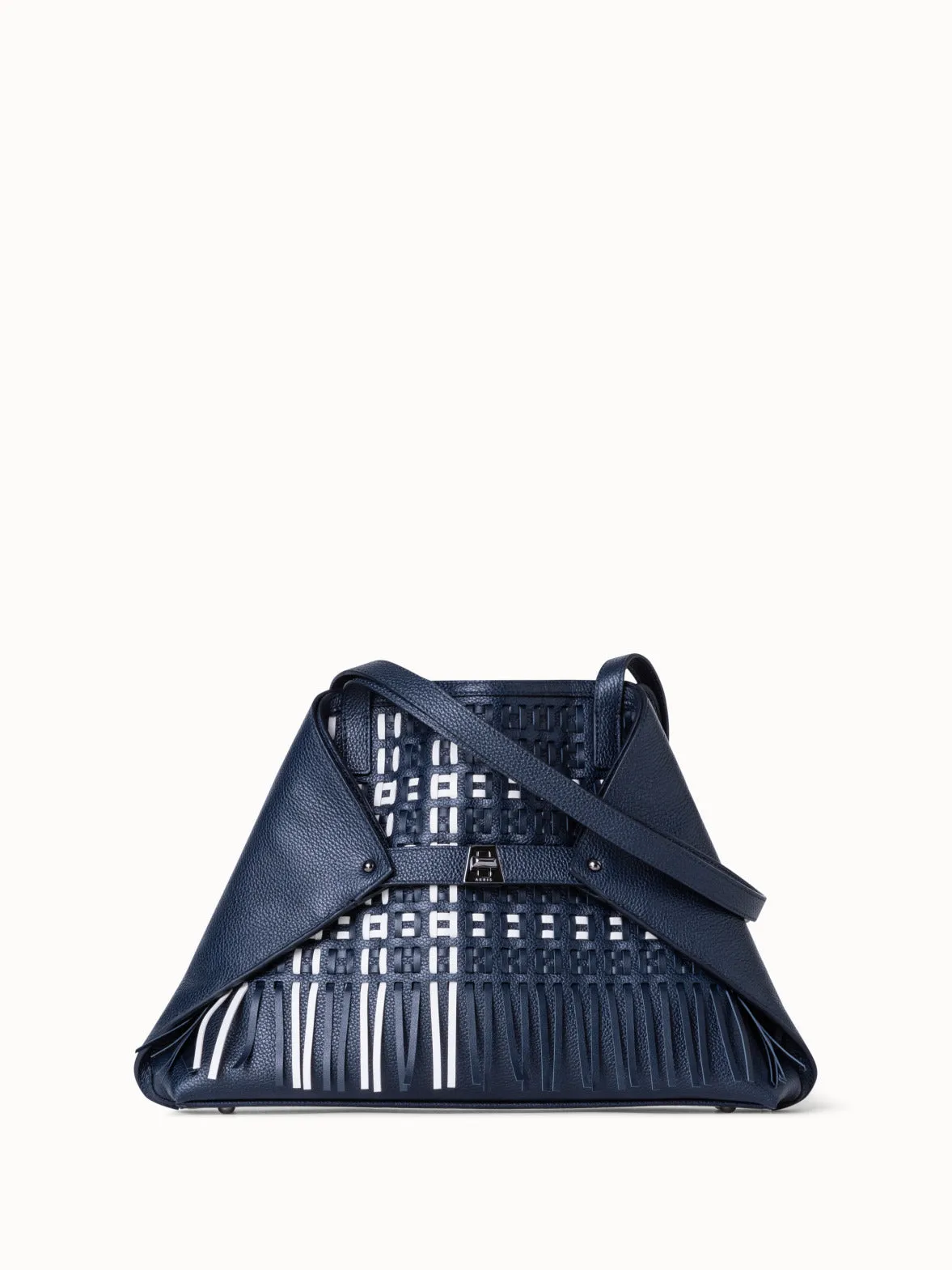 Small Ai Schultertasche aus gewebtem Leder mit Fransen