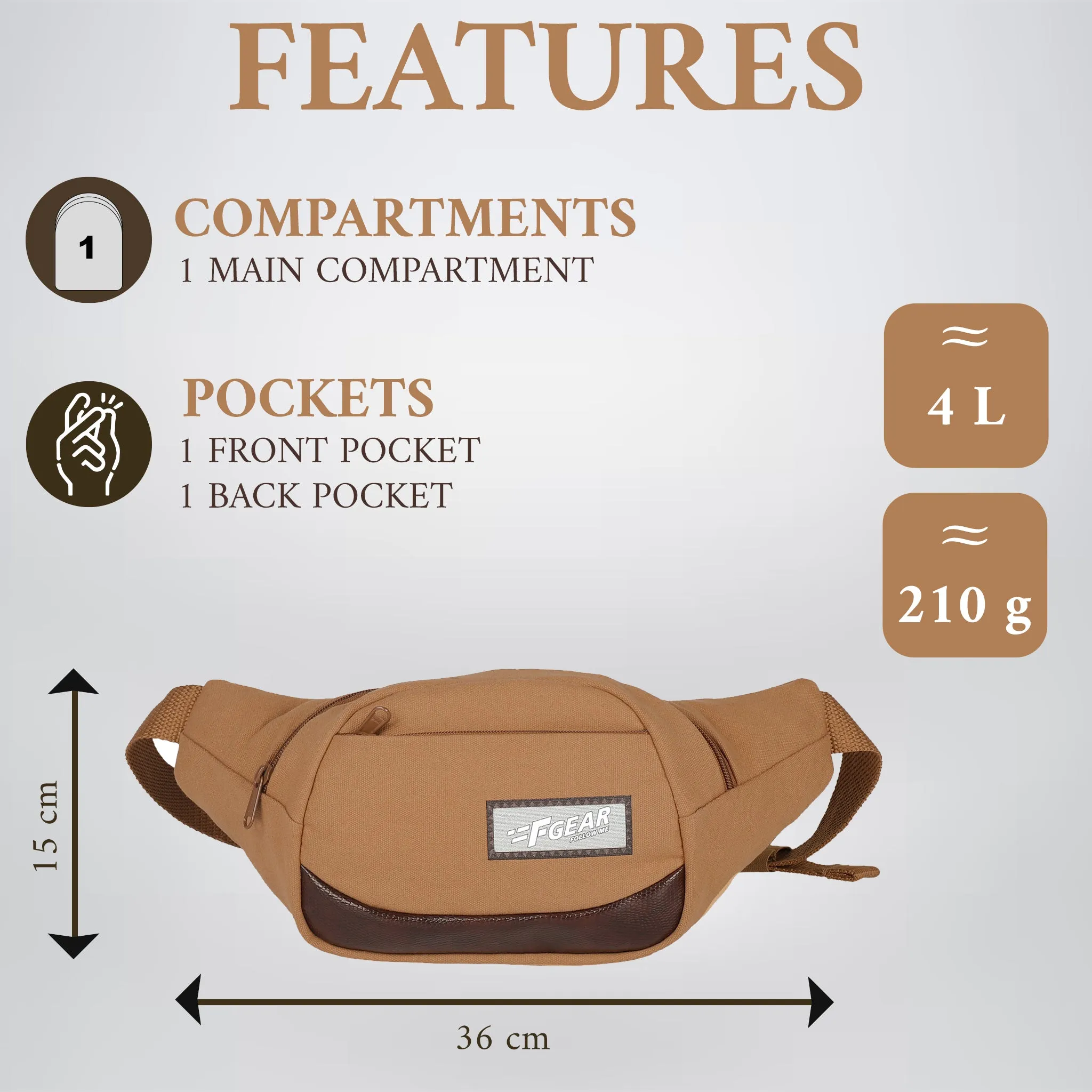 Touche Khaki Canvas 4L Waist Pouch