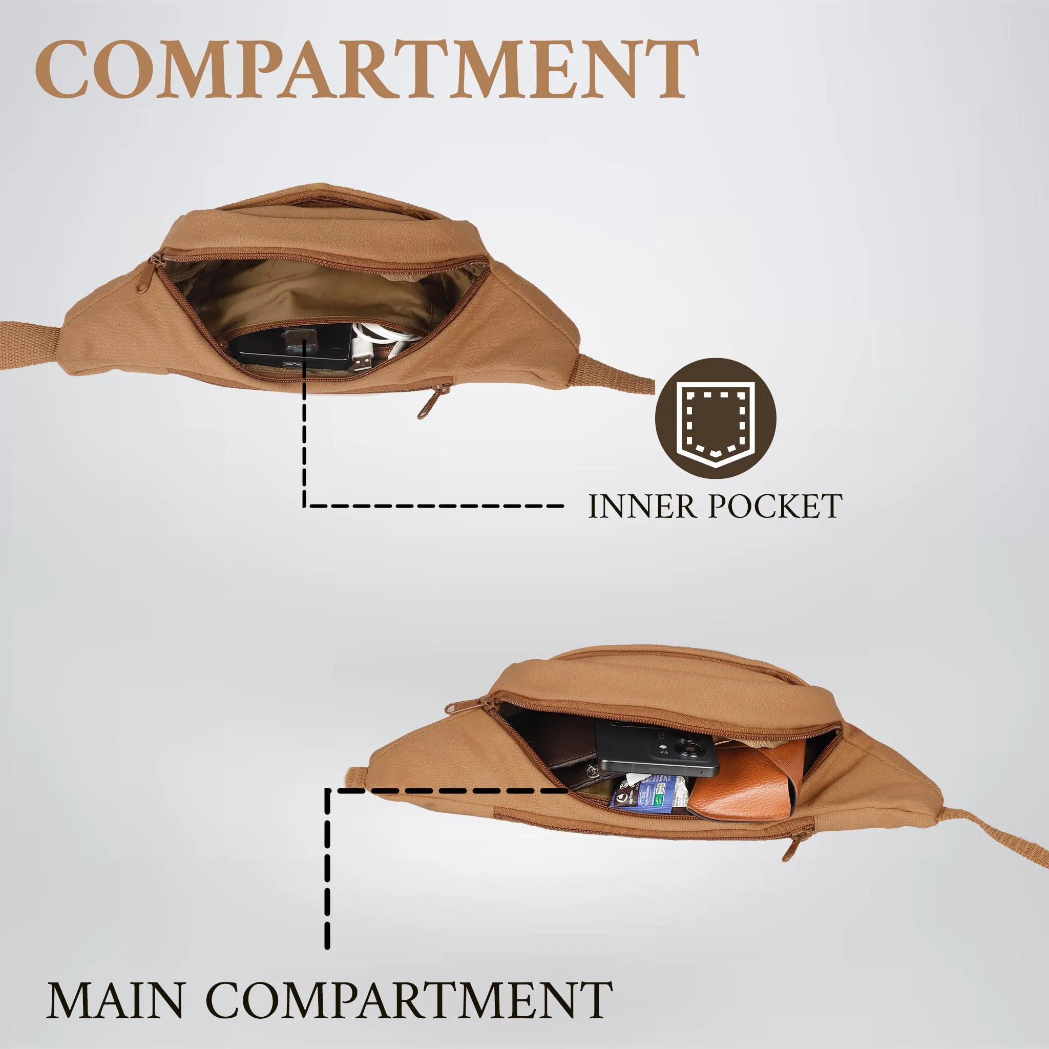 Touche Khaki Canvas 4L Waist Pouch