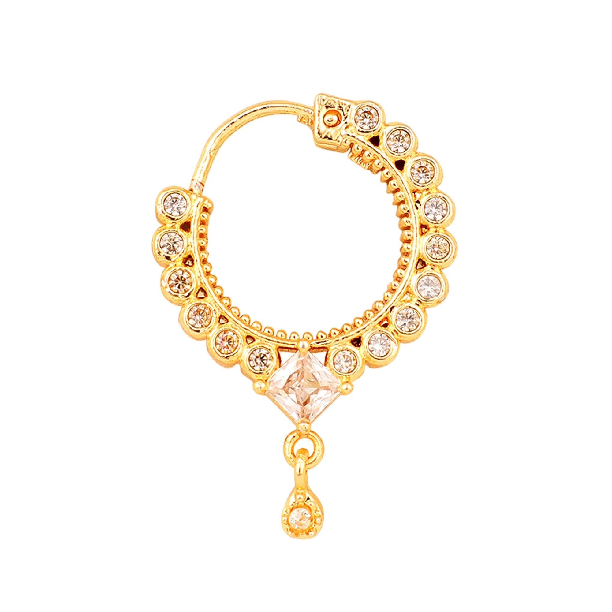 White CZ Floral Nose Pin